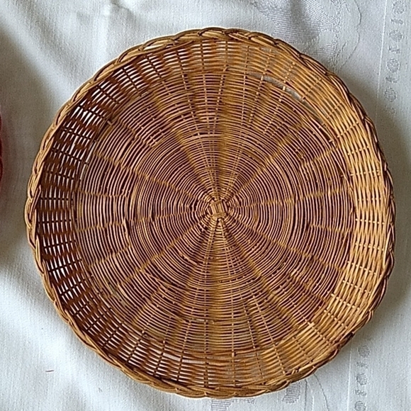 BUNDLE of 4 Flat Woven Boho Baskets Home Decor - Picture 3 of 7